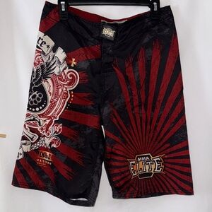 MMA Elite Men's Black and Red Athletic Shorts